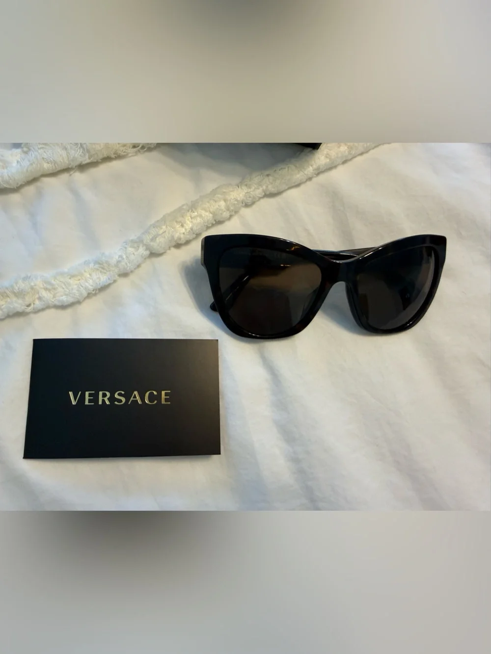 VERSACE 56mm Cat Eye Sunglasses with original box, case, & cleaning cloth